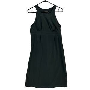 Athleta Women Dress Black Voyage Day Tank Dress Side Zip Built In Bra Stretch 8